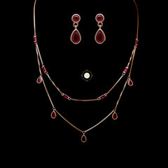 Sparkling Silver Ruby Harmony Necklace With Earring