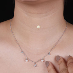 Sparkling Silver Crystal Clear Necklace with Earring