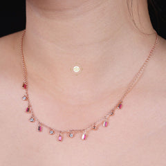 Sparkling Silver Rainbow Necklace with Earring