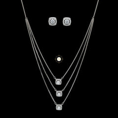 Sparkling Silver Dazzling Layered Necklace With Earring