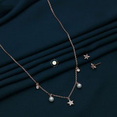 Sparkling Silver Shooting Star Necklace With Earring