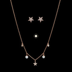 Sparkling Silver Shooting Star Necklace With Earring