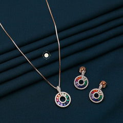 Sparkling Silver Rainbow Necklace With Earring