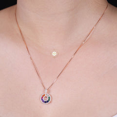 Sparkling Silver Rainbow Necklace With Earring