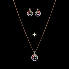 Sparkling Silver Rainbow Necklace With Earring