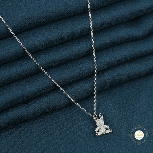 Sparkling Silver Bunny Bliss Necklace