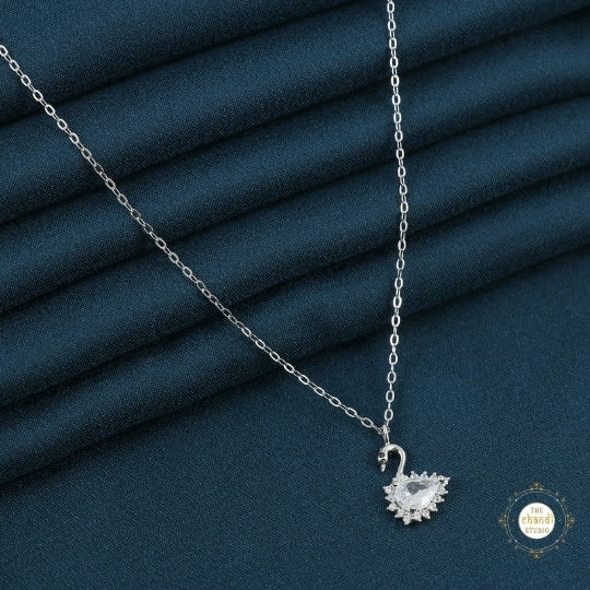 Sparkling Silver Swan Necklace