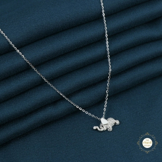 Sparkling Silver Comfy Elephant Necklace