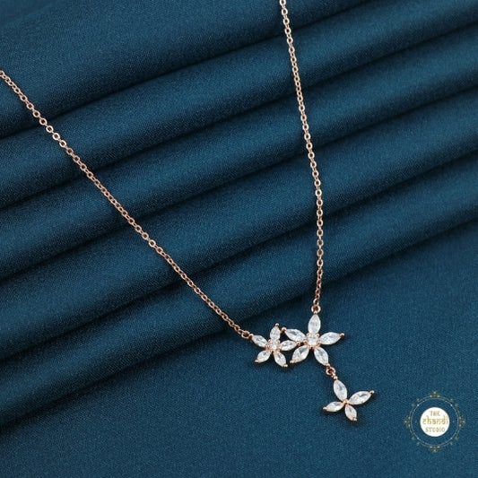 Sparkling Silver Flower Necklace