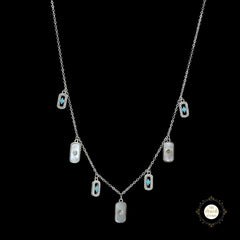 Sparkling Silver Pearl Turquoise Necklace