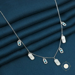 Sparkling Silver Pearl Turquoise Necklace