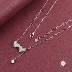 Sparkling Silver Double Heart Necklace