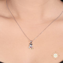 Sparkling Silver Mickey Mouse Necklace Set