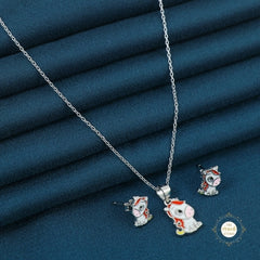 Sparkling Silver Cute Unicorn Necklace Set