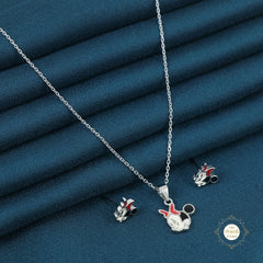 Sparkling Silver Minnie Necklace Set