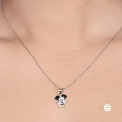 Sparkling Silver Mickey Mouse Necklace Set