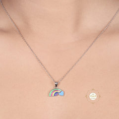 Sparkling Silver Rainbow Necklace Set