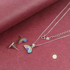 Sparkling Silver Rainbow Necklace Set