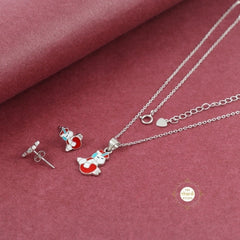 Sparkling Silver Dreamy Unicorn Charm Necklace Set