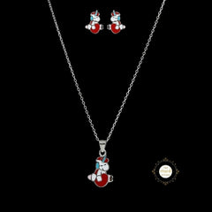 Sparkling Silver Dreamy Unicorn Charm Necklace Set