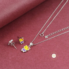 Sparkling Silver Hi Kitty Necklace Set