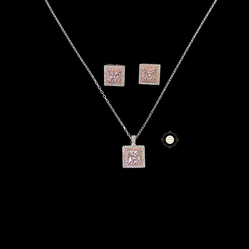 Sparkling  Square Necklace Set