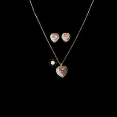 Sparkling Silver Heart Necklace Set