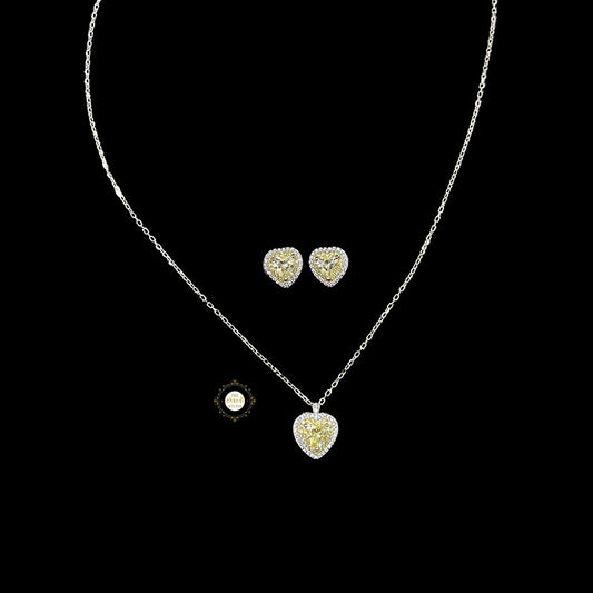 Sparkling Silver Heart Necklace Set