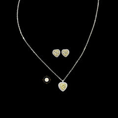 Sparkling Silver Heart Necklace Set