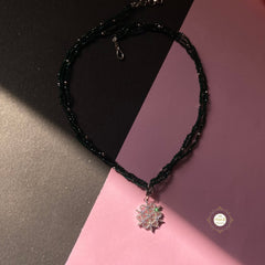 Sparkling Floral Mandala Necklace with Earring