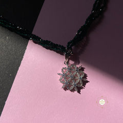 Sparkling Floral Mandala Necklace with Earring