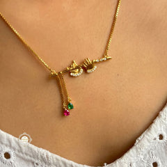 Sparkling Silver Krishna Flute Necklace