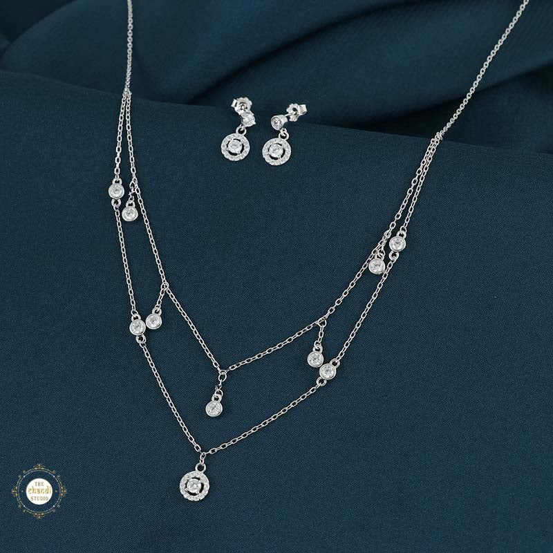 Sterling Silver Sparkling Starry Gleam Necklace Set