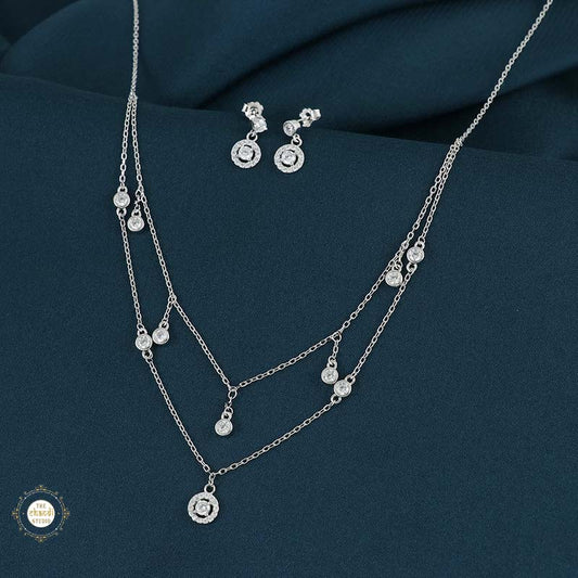 Sterling Silver Sparkling Starry Gleam Necklace Set