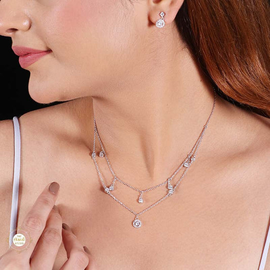 Sterling Silver Sparkling Starry Gleam Necklace Set