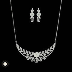 Sterling Silver Sparkling Silver Diamond Glow Silver Necklace
