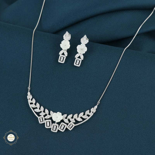 Sterling Silver Sparkling Silver Diamond Glow Silver Necklace