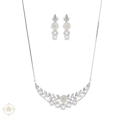 Sterling Silver Sparkling Silver Diamond Glow Silver Necklace