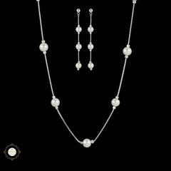 Sterling Silver Sparkling Silver Sparkle Bloom Necklace Set