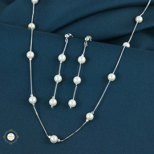 Sterling Silver Sparkling Silver Sparkle Bloom Necklace Set