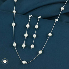 Sterling Silver Sparkling Silver Sparkle Bloom Necklace Set