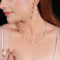Sterling Silver Sparkling Silver Sparkle Bloom Necklace Set