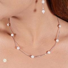 Sterling Silver Sparkling Silver Sparkle Bloom Necklace Set