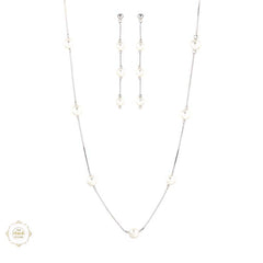 Sterling Silver Sparkling Silver Sparkle Bloom Necklace Set