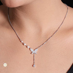 Sterling Silver Sparkling Silver Butterfly Necklace