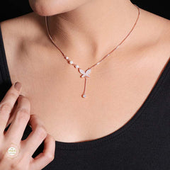 Sterling Silver Sparkling Silver Butterfly Necklace