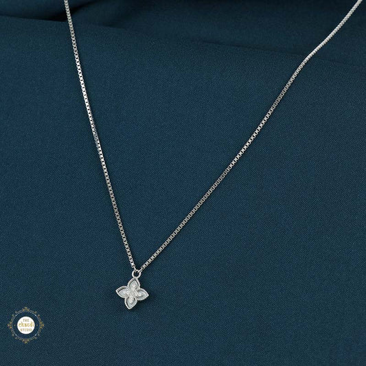 Sterling Silver Sparkling Silver Blossom Necklace
