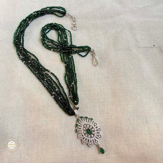 Sterling Silver Sparkling Emerald Elegance Necklace with Earring