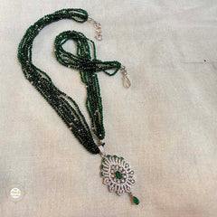 Sterling Silver Sparkling Emerald Elegance Necklace with Earring