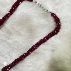 Sterling Silver Sparkling Ruby Blossom Necklace with Earring